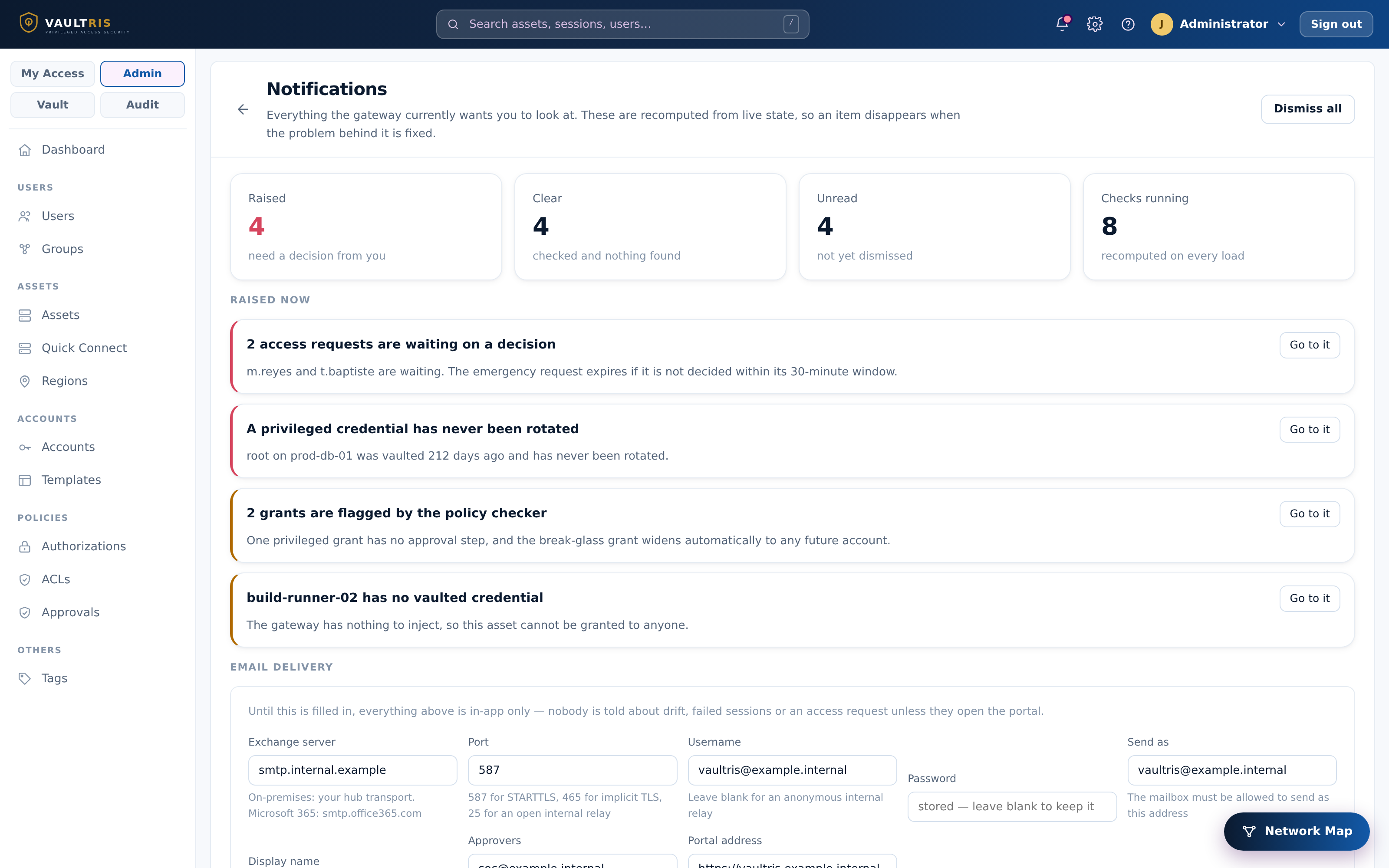 Notifications page