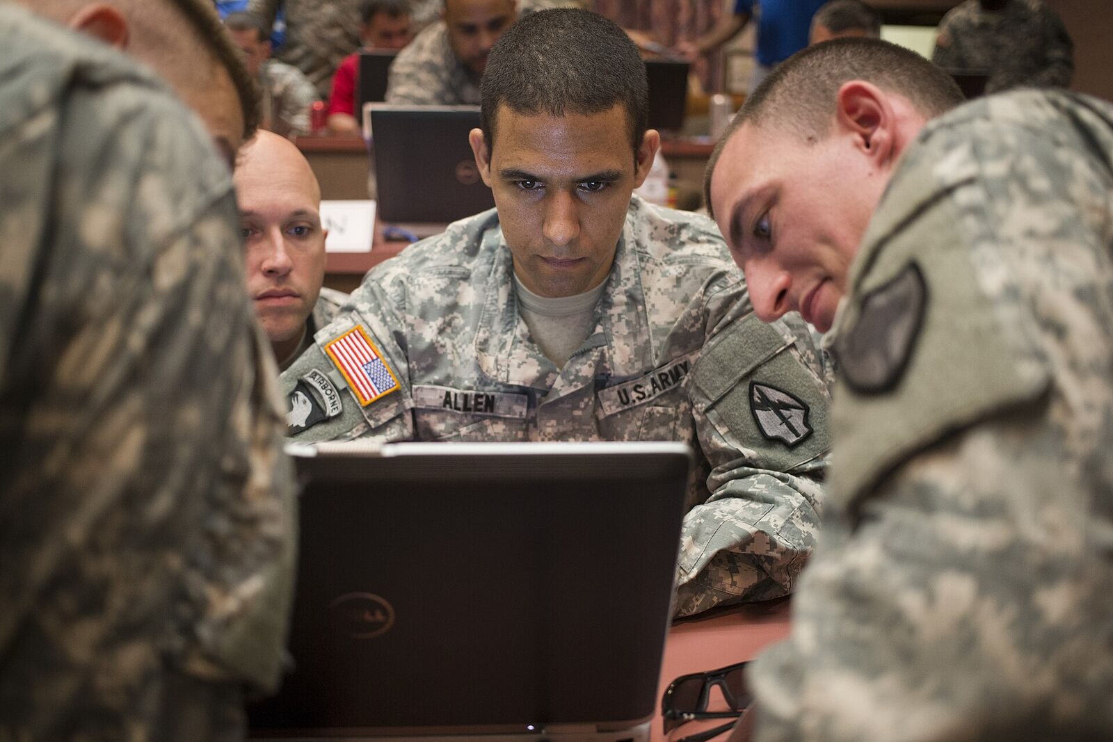 Cyber operations specialists at a network defence facility
